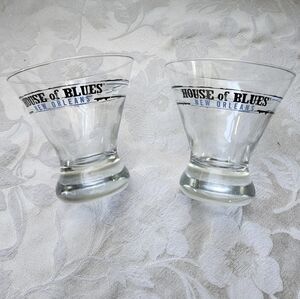 House of Blues‎ New Orleans Blue Black Martini Cosmo Cups Set of 2